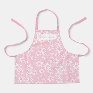 Joli tablier rose à motif de marguerite pour fille