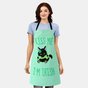 Joli tablier St. Patrick's Kiss Me I'm Irish Cat
