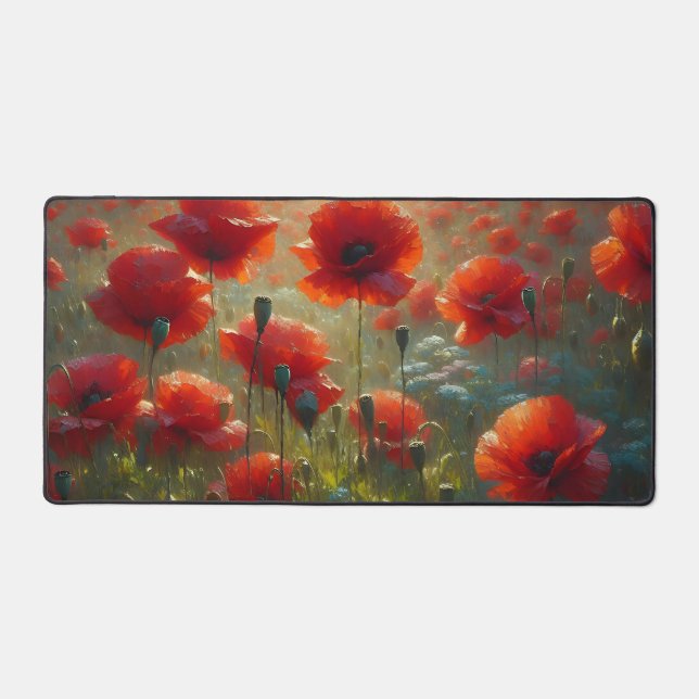 Joli terrain de pavot rouge le jour d'été (Recto)