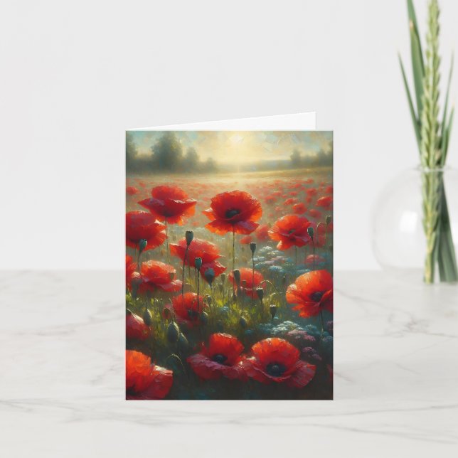 Joli terrain de pavot rouge le jour d'été | MERCI (Devant)