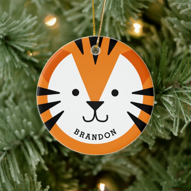 Joli Tiger Face Ornement en céramique pour enfant (Arbre)