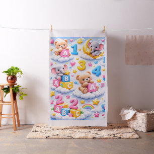 Joli tissu de chiffres ABC d'ours en peluche et d'