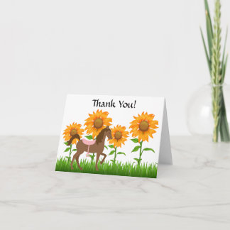 Joli tournesol et Carte de remerciements à cheval