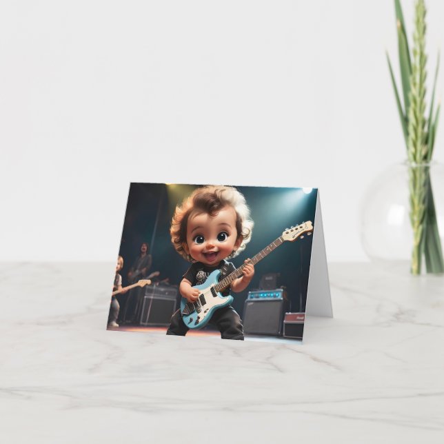 Joli tout-petit jouant de la guitare Carte de vœux (Devant)