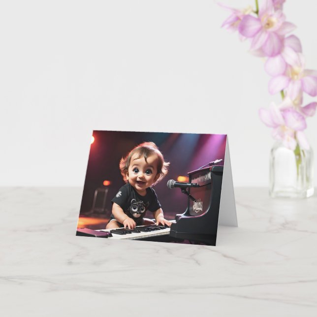 Joli tout-petit jouant sur les claviers Carte de v (Orchidée)