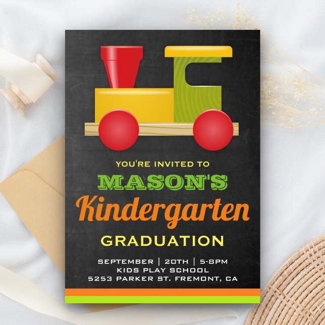 Joli Toy Train Preschool Graduol Invitation (Créateur téléchargé)