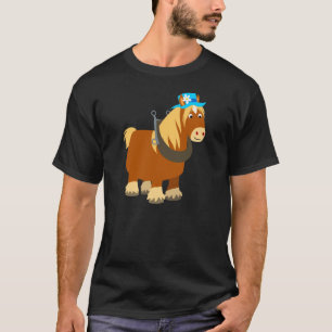 Joli Trait Cartoon Breton Cheval T-Shirt