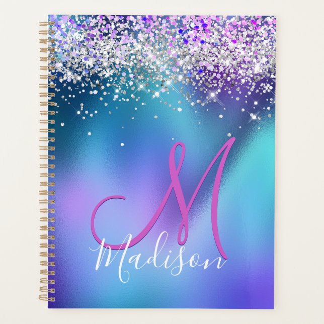 Joli turquoise violet faux parties scintillant mon (Devant)
