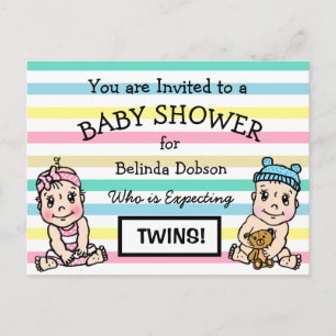 Joli Twins Baby Shower Invitations