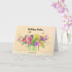 Joli Vase de Fleurs Style Vintage Carte d'annivers