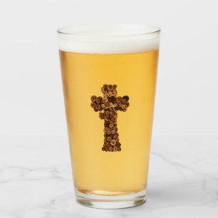 joli verre à tumbler en verre avec croix en bouton