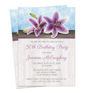 Joli Violet Lily Anniversaire Invitations