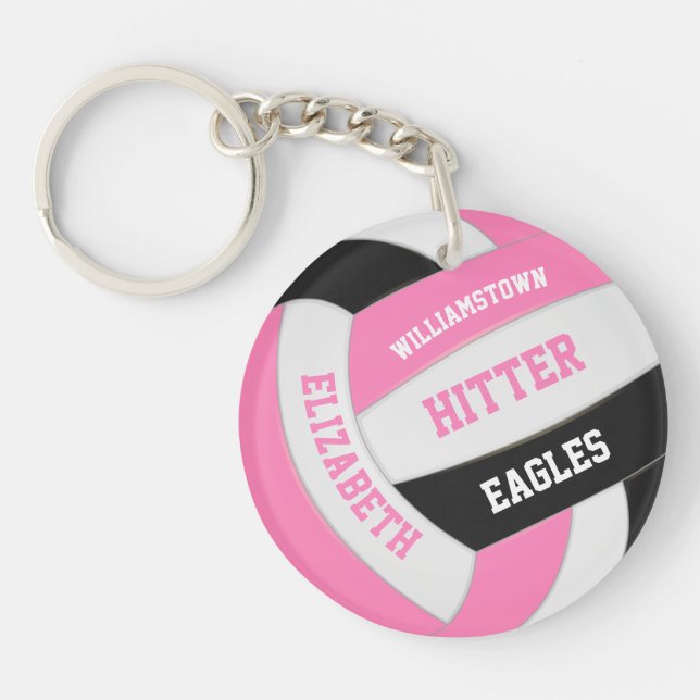 joli volley-ball rose noir girly personnalisée (Devant)