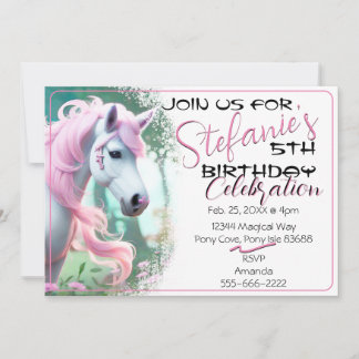 Jolie 3D Spirit Pony 14 Invitation anniversaire