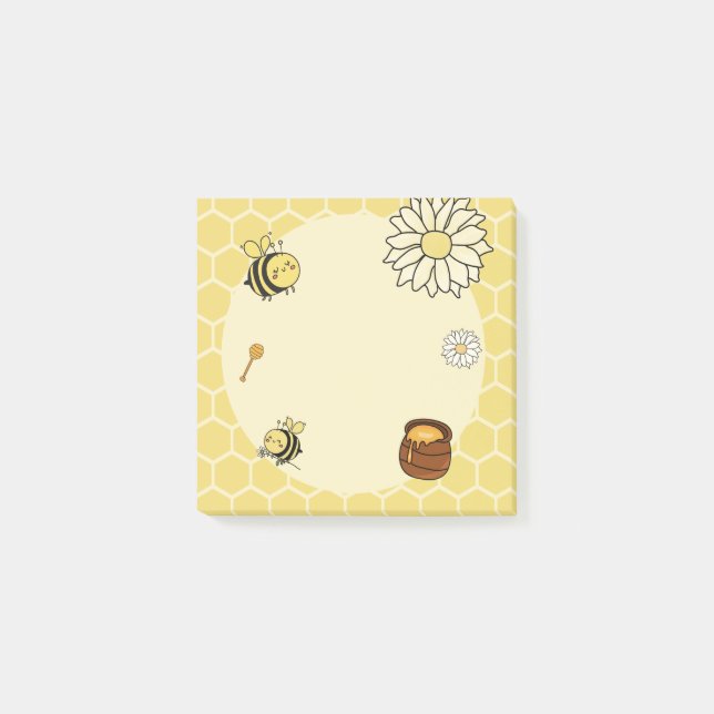 Jolie abeille avec des Post-It au miel doux (Devant)