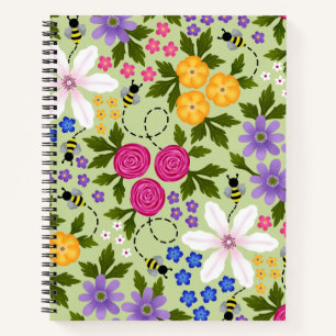 Jolie abeilles et papillons Carnet spiral floral