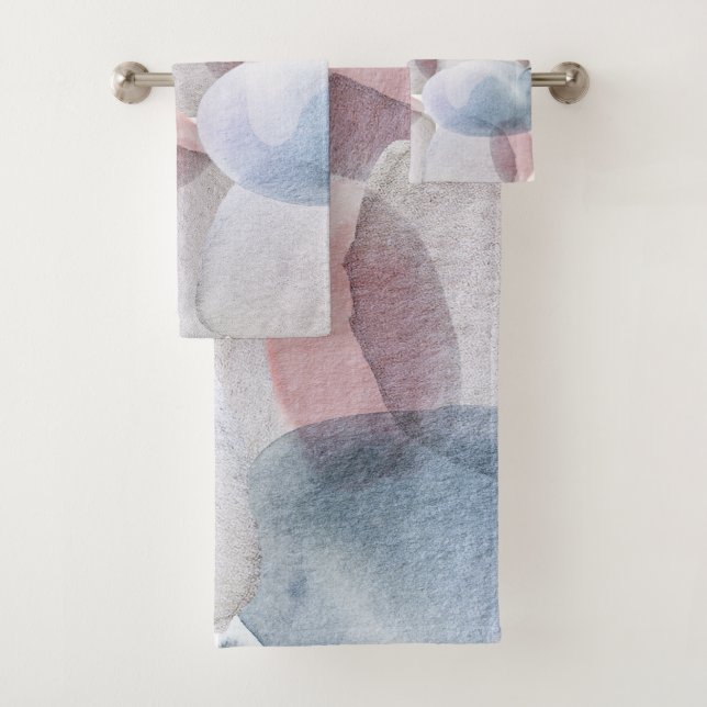 Jolie Abstraite Pastel Aquarelle Formes Douche C (En situation)