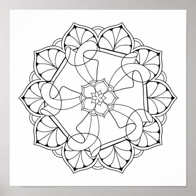 Jolie affiche de coloriage pour adultes Mandala (Devant)