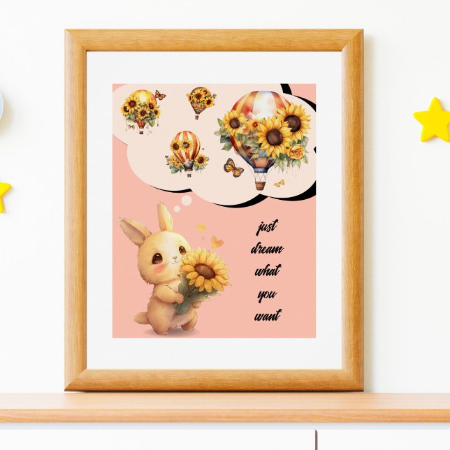 Jolie Affiche de Lapin | Rêvez simplement ce que v (Créateur téléchargé)