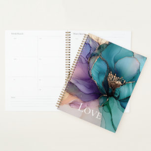 Jolie Amour Floral Bleu Aqua Violet Or