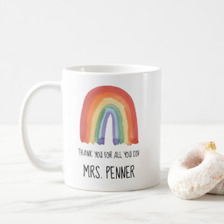 Jolie aquarelle arc-en-ciel merci cadeau tasse de