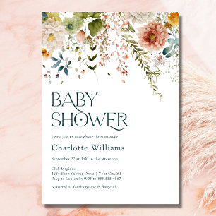 Jolie aquarelle Baby shower Floral Invitation
