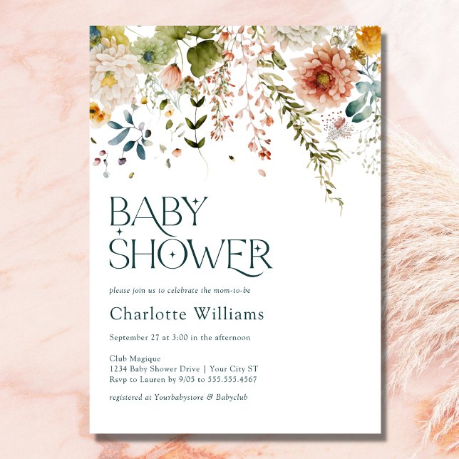 Jolie aquarelle Baby shower Floral Invitation (Créateur téléchargé)