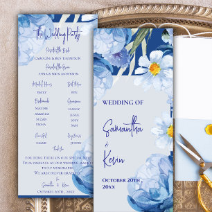 Jolie aquarelle Bleu Floral Programme de mariage
