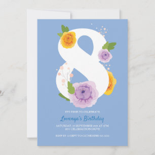 Jolie aquarelle Floral 8e anniversaire Invitation