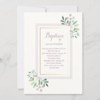 Jolie aquarelle Floral Baptism Invitation