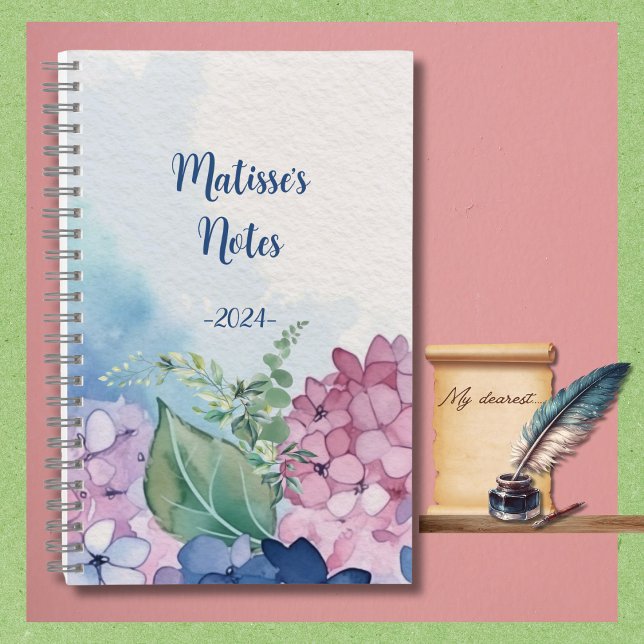 Jolie aquarelle Floral Motif Carnet (Available in multiple sizes and your choice of interior page layout design. )