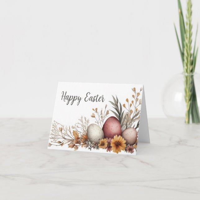 Jolie aquarelle Floral Oeuf de Pâques Carte de vac (Devant)