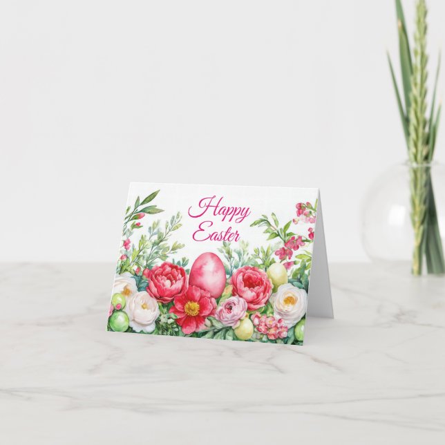 Jolie aquarelle Floral Oeuf de Pâques Carte de vac (Devant)