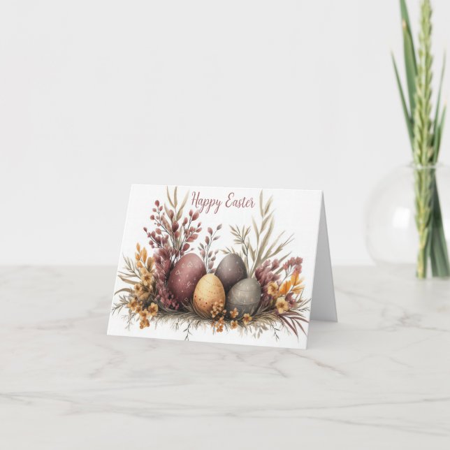 Jolie aquarelle Floral Oeuf de Pâques Carte de vac (Devant)