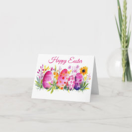 Jolie aquarelle Floral Oeuf de Pâques Carte de vac