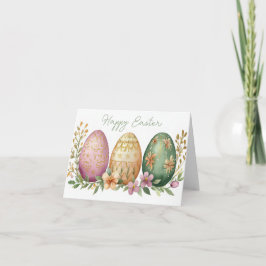 Jolie aquarelle Floral Oeuf de Pâques Carte de vac