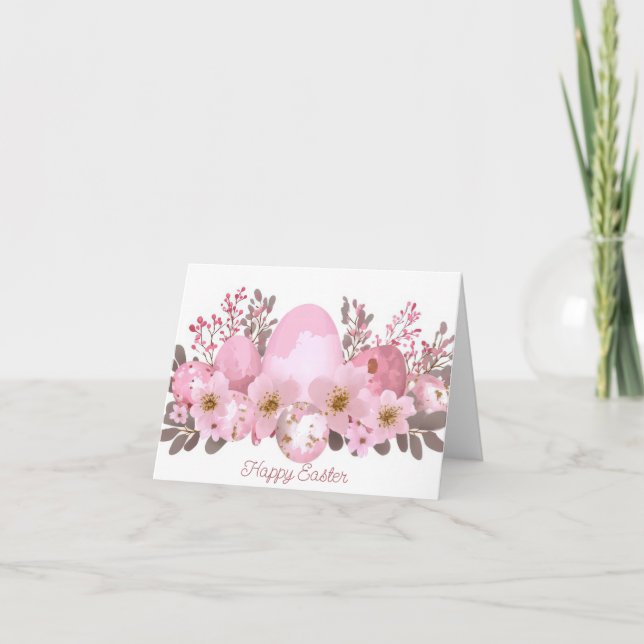 Jolie aquarelle Floral OEufs de Pâques Carte de va (Devant)