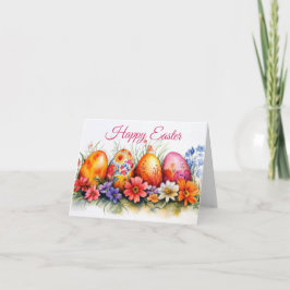 Jolie aquarelle Floral OEufs de Pâques Carte de va