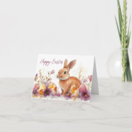 Jolie aquarelle Florale Bunny Pâques Carte de vaca