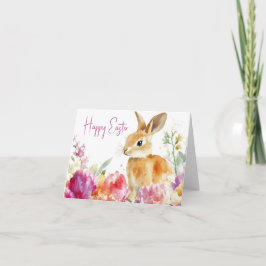 Jolie aquarelle Florale Bunny Pâques Carte de vaca