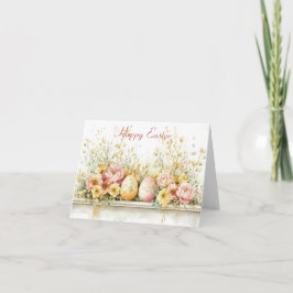 Jolie aquarelle Florale Bunny Pâques Carte de vaca