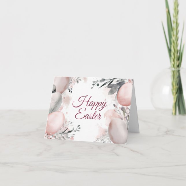 Jolie aquarelle Florale Bunny Pâques Carte de vaca (Devant)