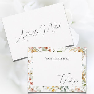 Jolie aquarelle florale Carte de remerciements pla