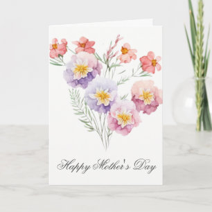 Jolie aquarelle Florals Carte de jour des mères