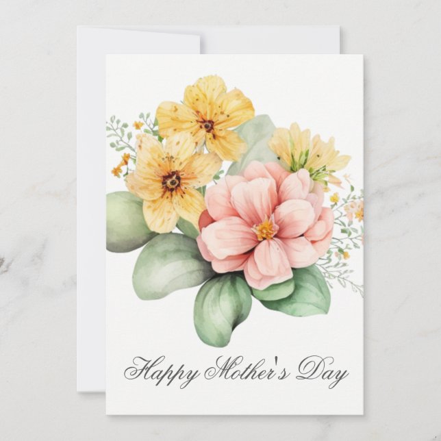 Jolie aquarelle Florals Carte de jour des mères (Devant)