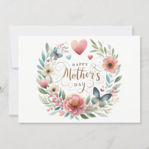 Jolie aquarelle Florals Carte de jour des mères