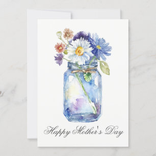 Jolie aquarelle Florals Jar Mothers Carte de jour