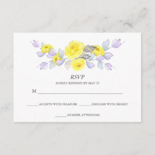 Jolie aquarelle gris jaune violet Roses RSVP