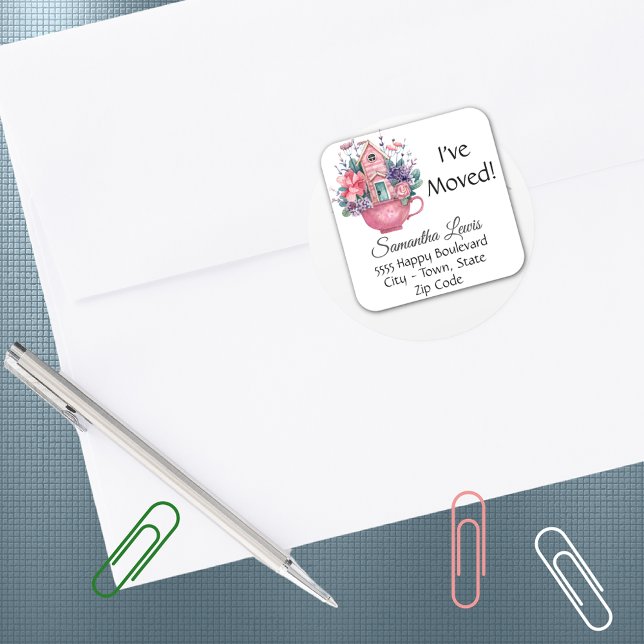 Jolie aquarelle j'ai déplacé 1.5in Address Sticker (Créateur téléchargé)