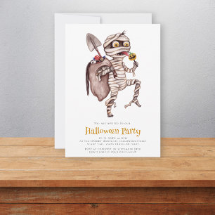 Jolie aquarelle momie halloween Invitation